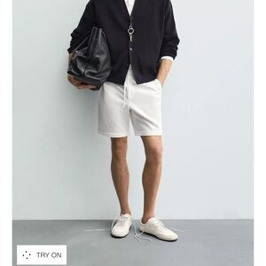 Zara Men's White drawstring shorts